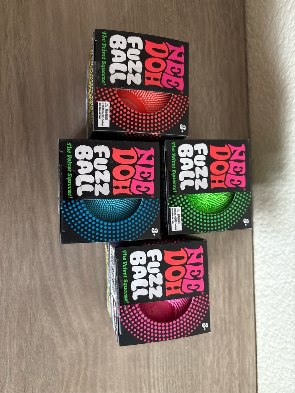 Nee Doh Fuzz Ball Set - Red, Blue, Green, Pink 4 pack